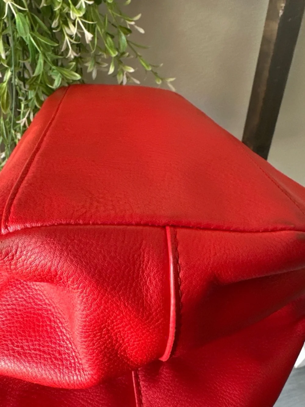 Tory Burch Red Leather Logo Tote